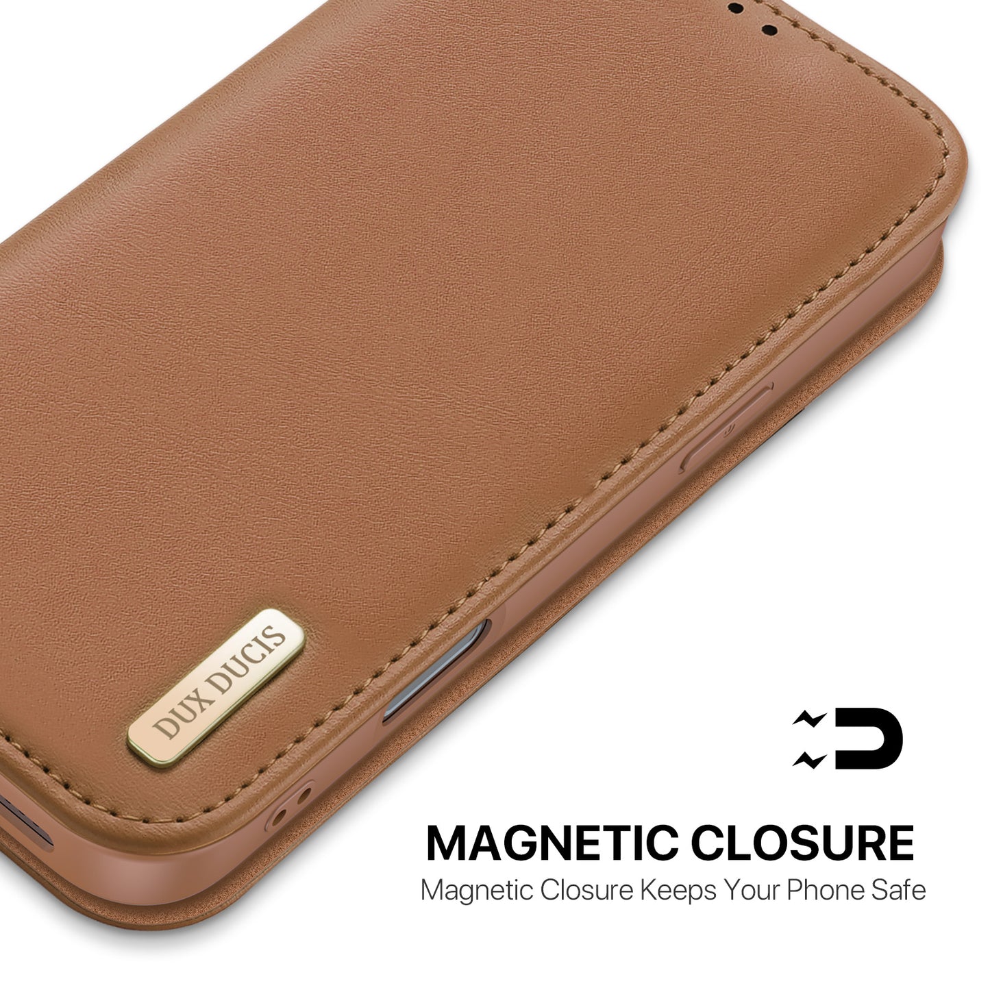 For iPhone 17 Pro Max Case DUX DUCIS Hivo Series Cowhide Leather RFID Blocking Wallet Stand Flip Phone Cover - Brown