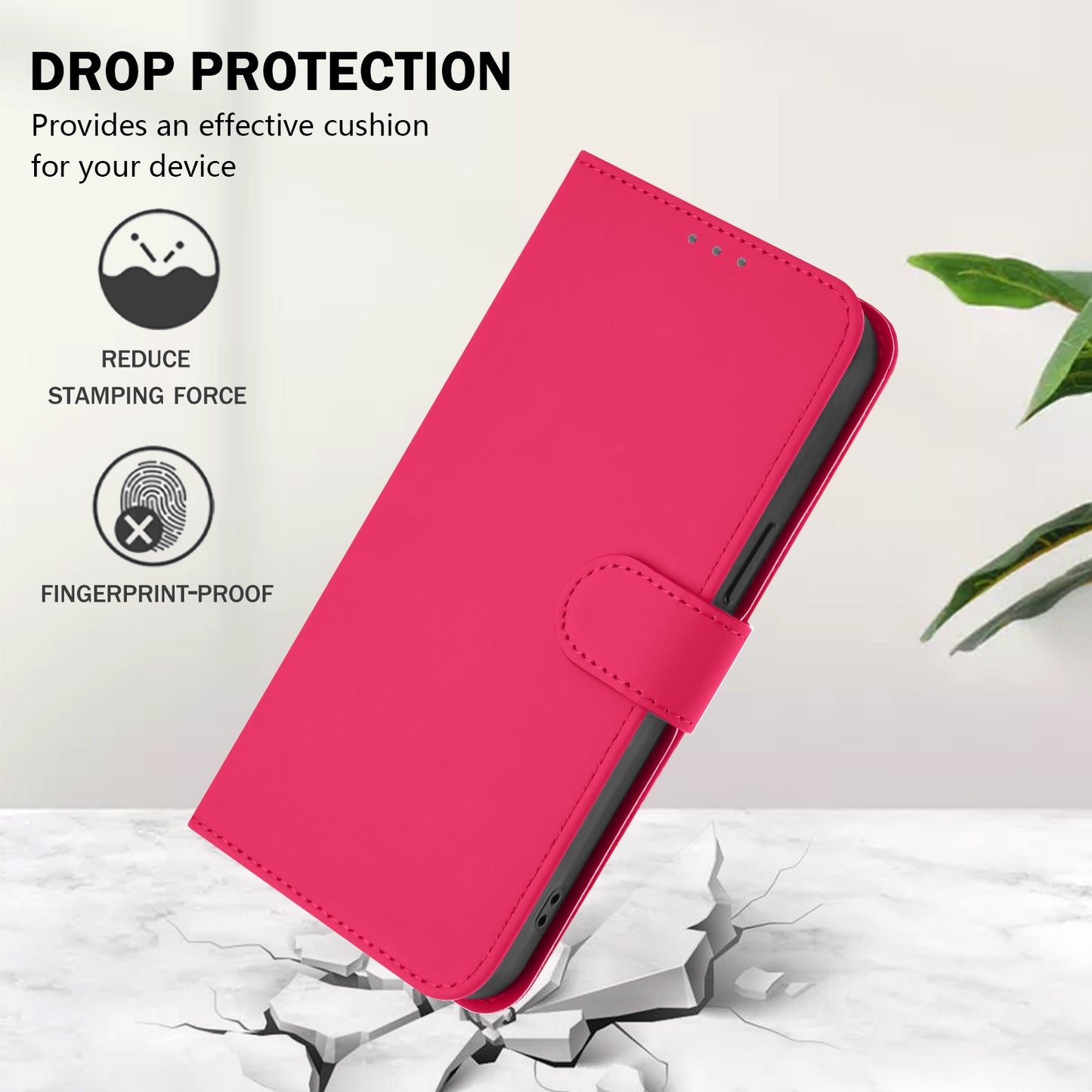 For iPhone 17 Pro Max Case Solid Color Wallet Leather Phone Cover with Strap - Rose Red