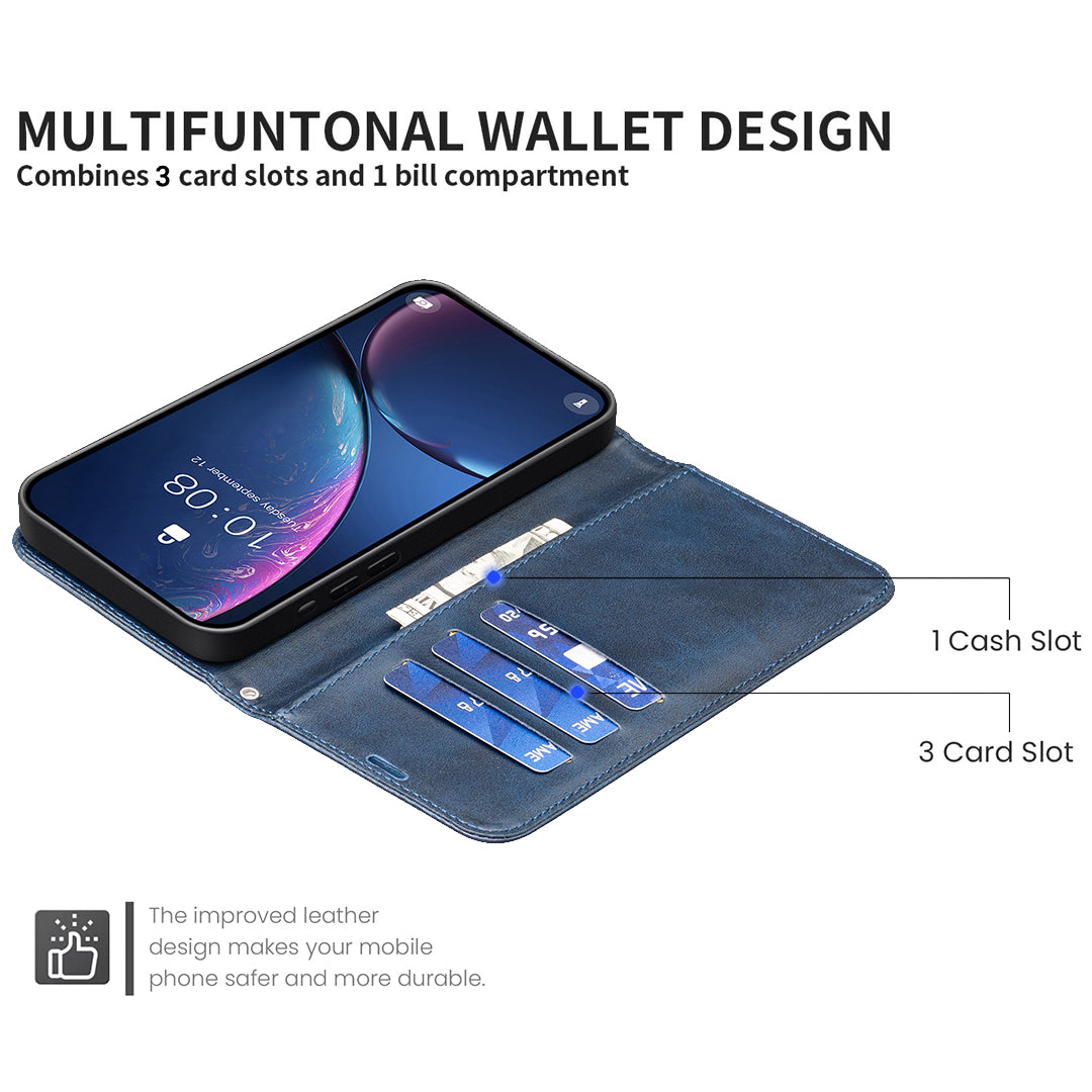 For iPhone 17 Pro Max Case Shockproof PU Leather Cover with Wallet Card Slots - Blue