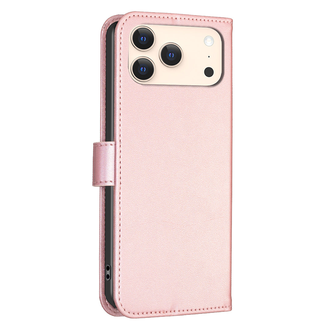 For iPhone 17 Pro Max Case Clover Pattern Wallet Stand View Leather Phone Cover - Pink