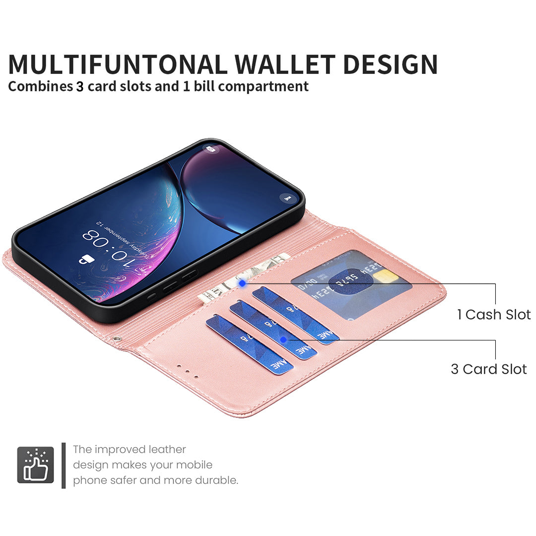 For iPhone 17 Pro Max Case Clover Pattern Wallet Stand View Leather Phone Cover - Pink