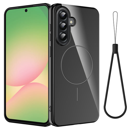 For Samsung Galaxy A17 5G Magnetic Case Compatible with MagSafe TPU Phone Back Cover with Lanyard - Black