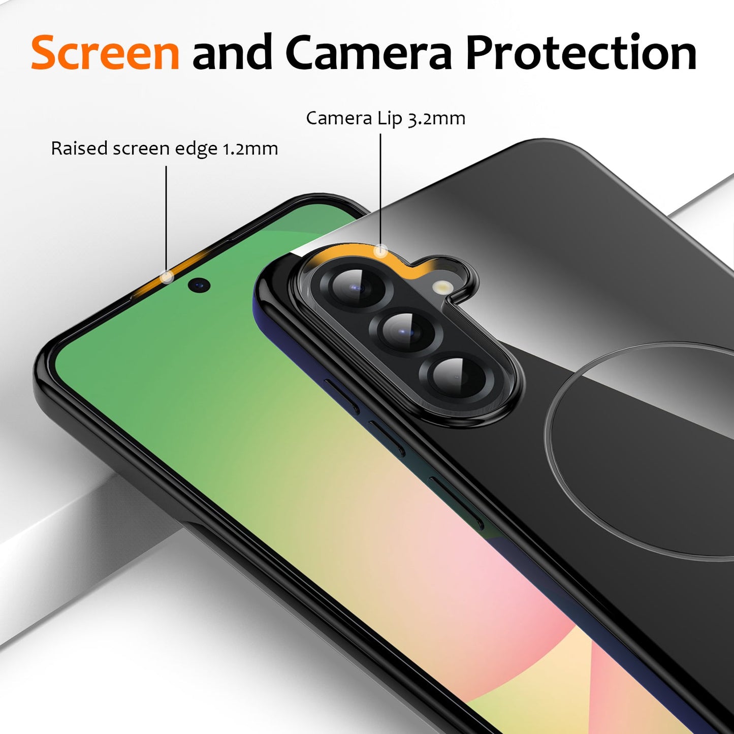 For Samsung Galaxy A17 5G Magnetic Case Compatible with MagSafe TPU Phone Back Cover with Lanyard - Black