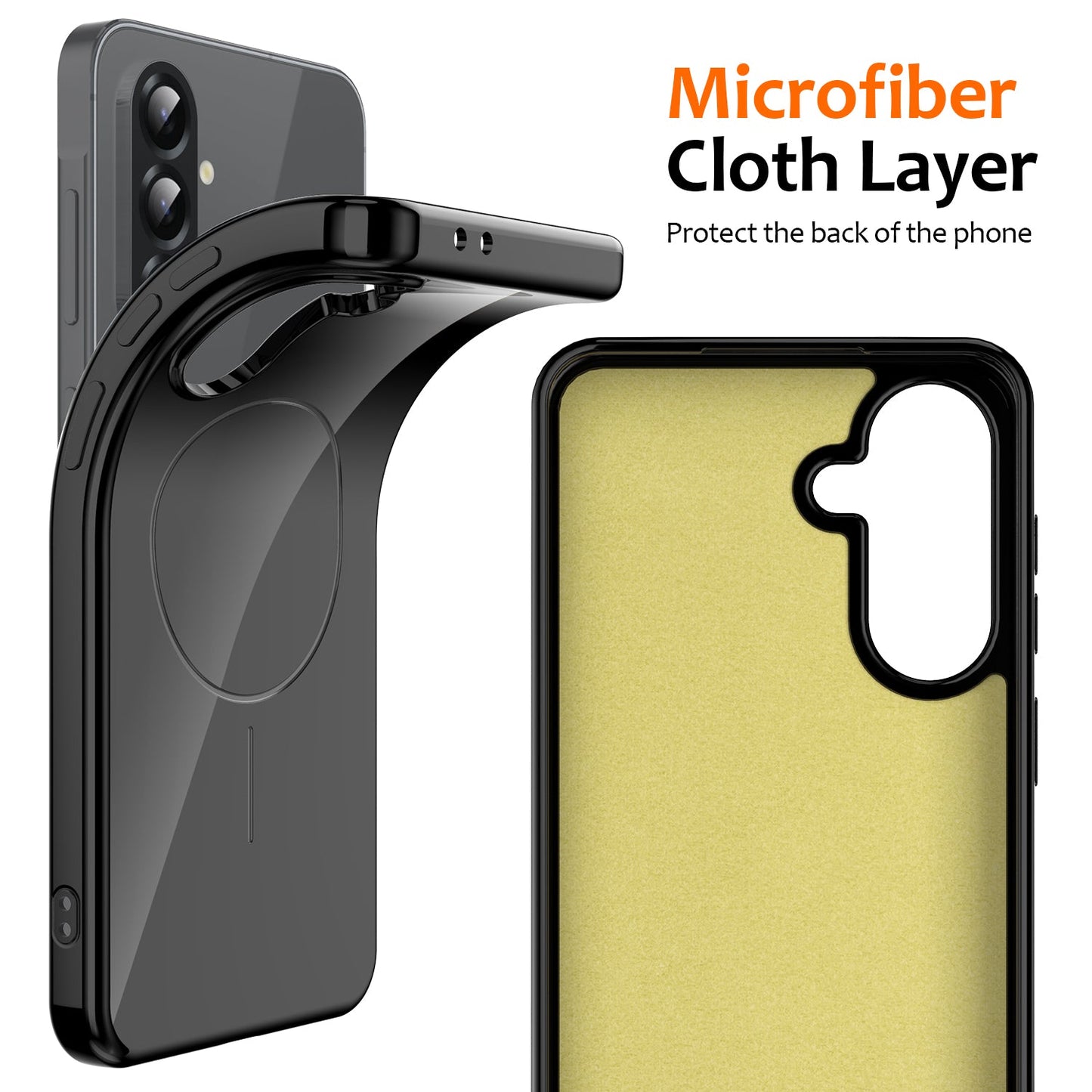 For Samsung Galaxy A17 5G Magnetic Case Compatible with MagSafe TPU Phone Back Cover with Lanyard - Black
