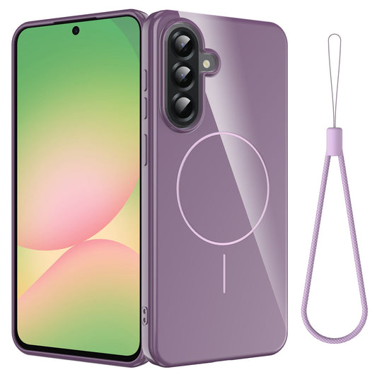 For Samsung Galaxy A17 5G Magnetic Case Compatible with MagSafe TPU Phone Back Cover with Lanyard - Purple