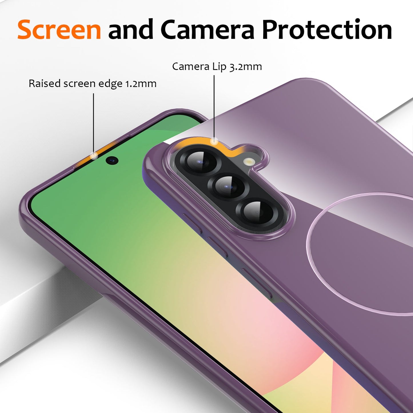 For Samsung Galaxy A17 5G Magnetic Case Compatible with MagSafe TPU Phone Back Cover with Lanyard - Purple