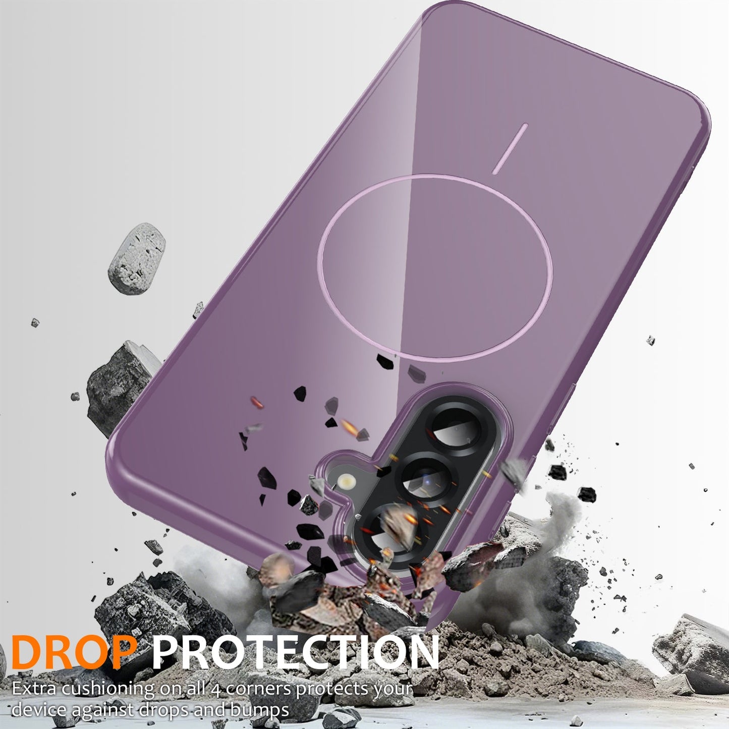 For Samsung Galaxy A17 5G Magnetic Case Compatible with MagSafe TPU Phone Back Cover with Lanyard - Purple