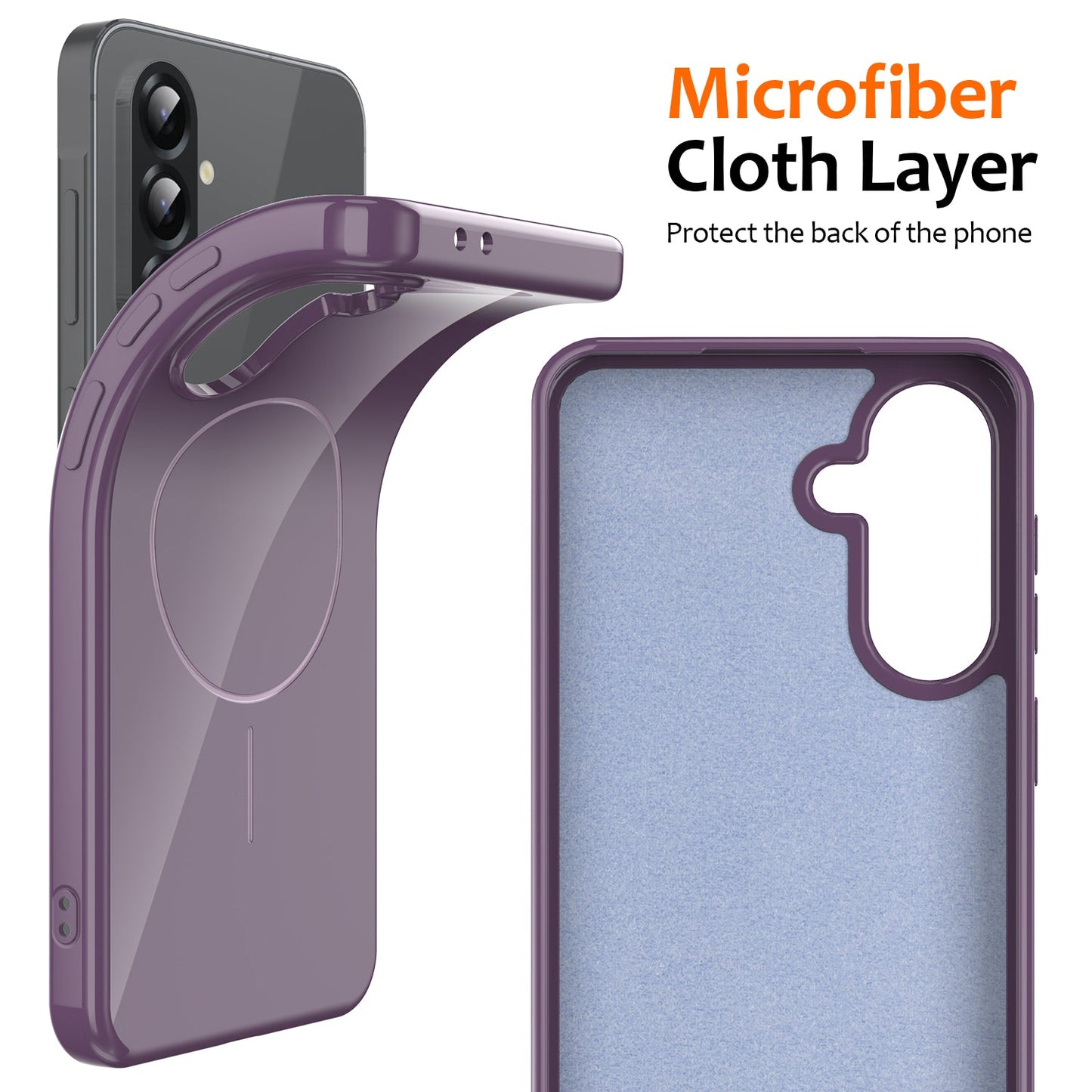 For Samsung Galaxy A17 5G Magnetic Case Compatible with MagSafe TPU Phone Back Cover with Lanyard - Purple