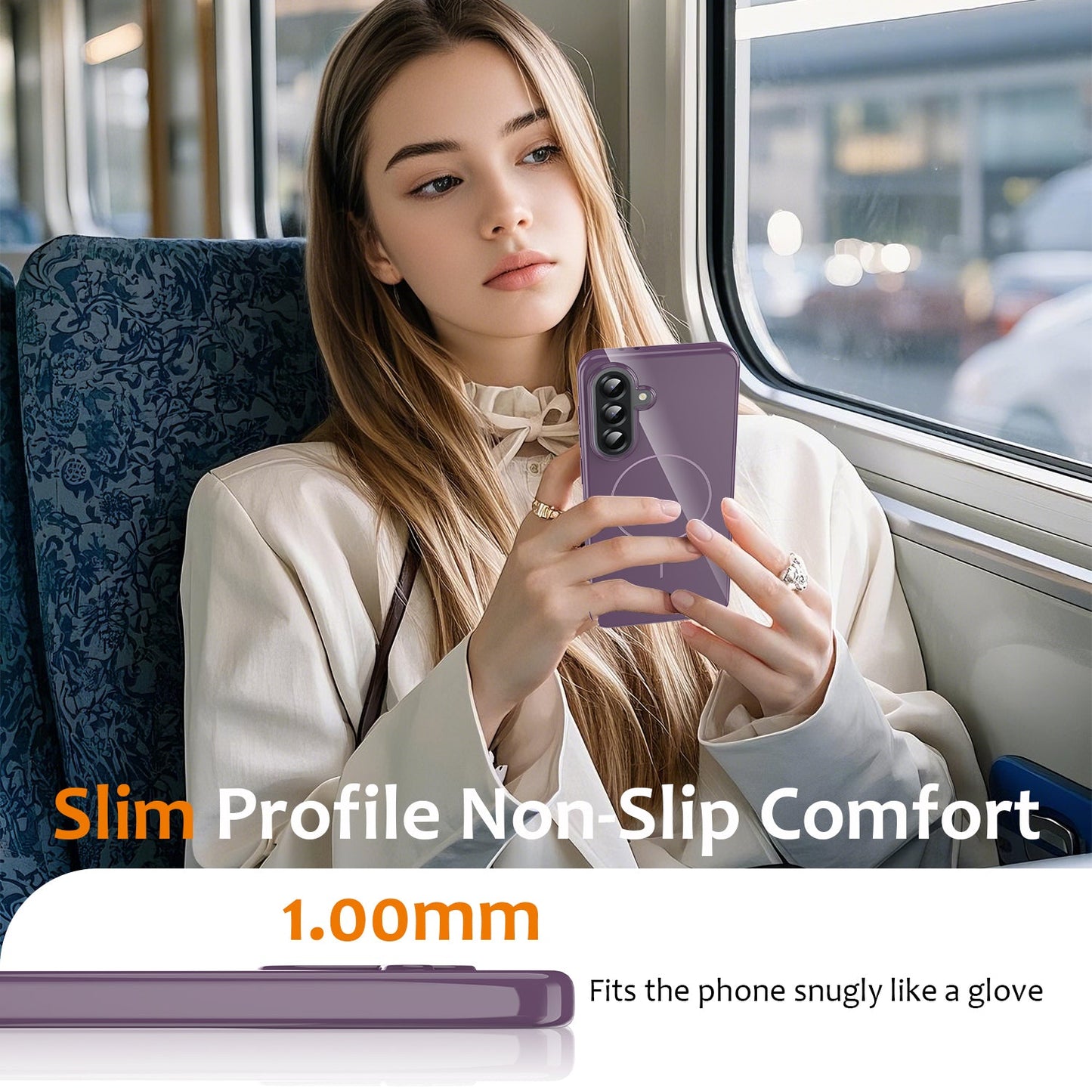 For Samsung Galaxy A17 5G Magnetic Case Compatible with MagSafe TPU Phone Back Cover with Lanyard - Purple