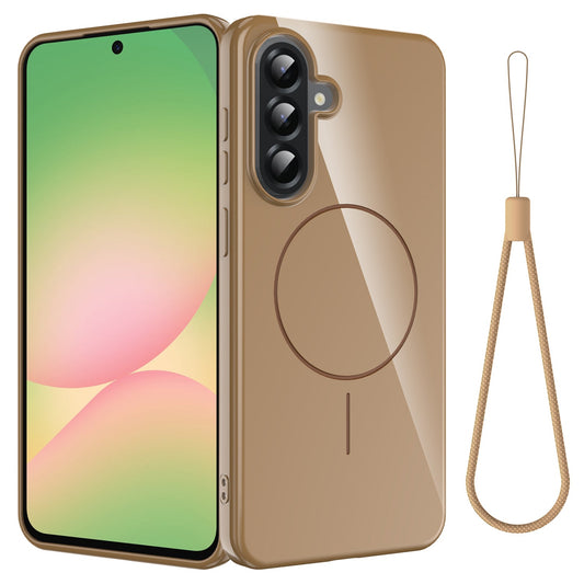For Samsung Galaxy A17 5G Magnetic Case Compatible with MagSafe TPU Phone Back Cover with Lanyard - Desert Gold