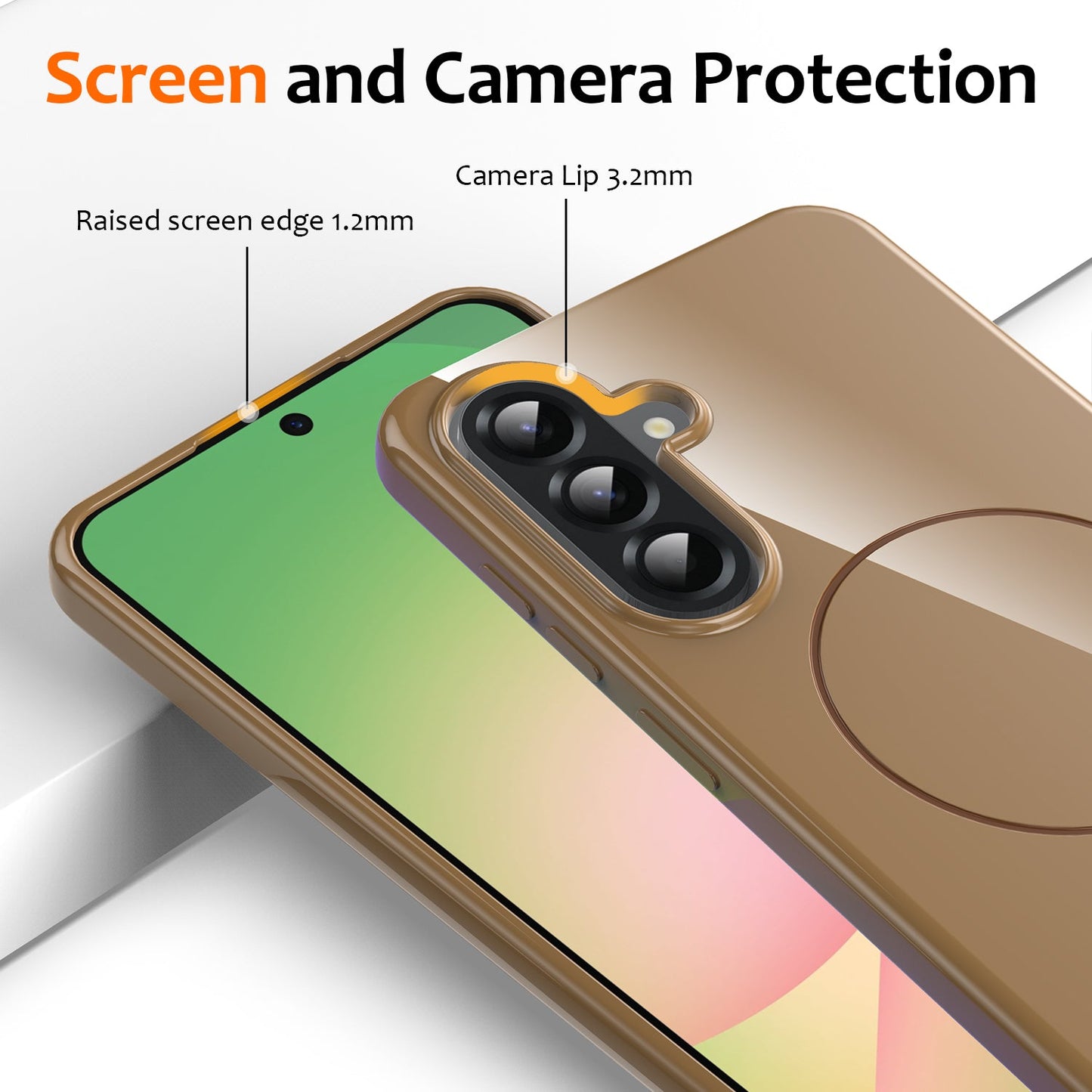 For Samsung Galaxy A17 5G Magnetic Case Compatible with MagSafe TPU Phone Back Cover with Lanyard - Desert Gold