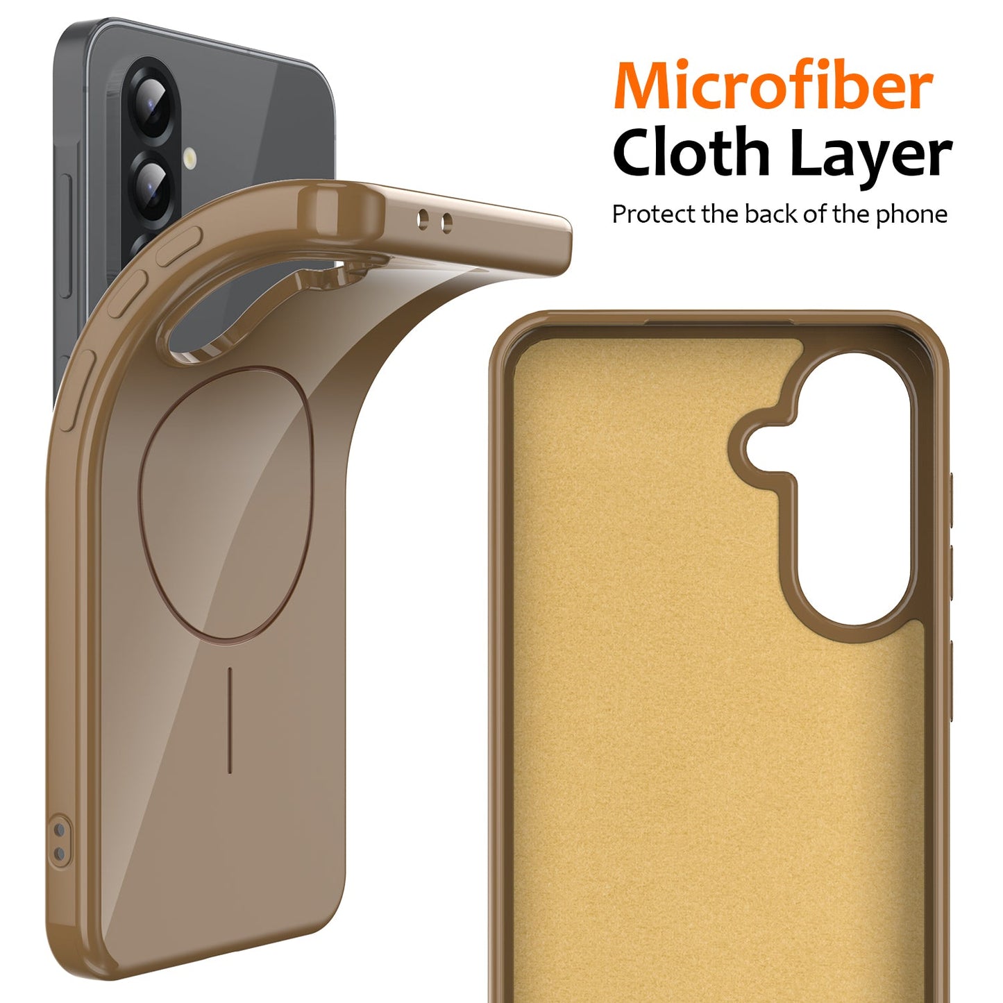 For Samsung Galaxy A17 5G Magnetic Case Compatible with MagSafe TPU Phone Back Cover with Lanyard - Desert Gold