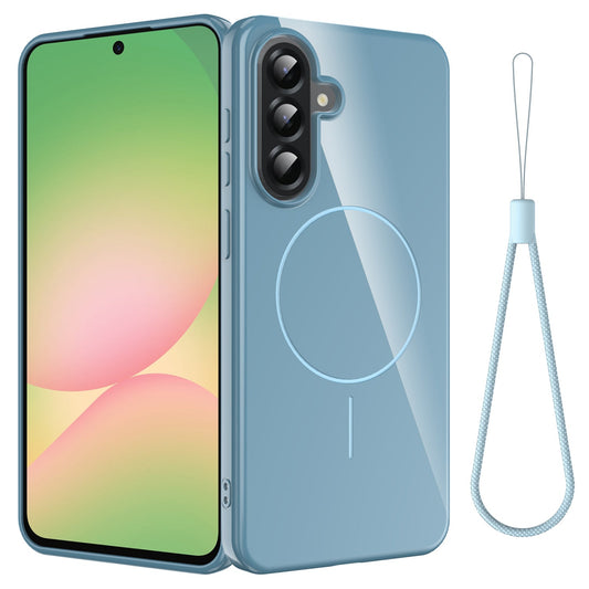 For Samsung Galaxy A17 5G Magnetic Case Compatible with MagSafe TPU Phone Back Cover with Lanyard - Blue
