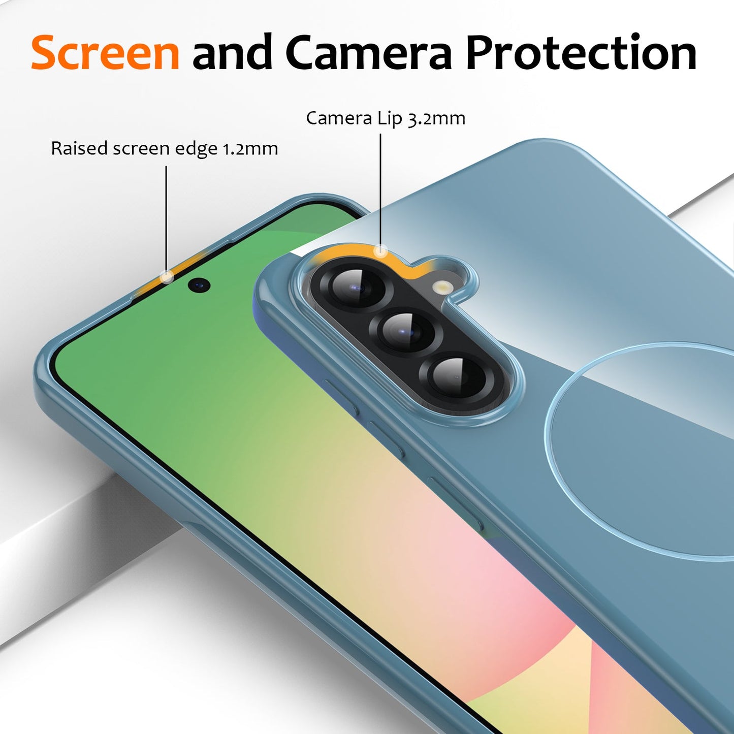 For Samsung Galaxy A17 5G Magnetic Case Compatible with MagSafe TPU Phone Back Cover with Lanyard - Blue