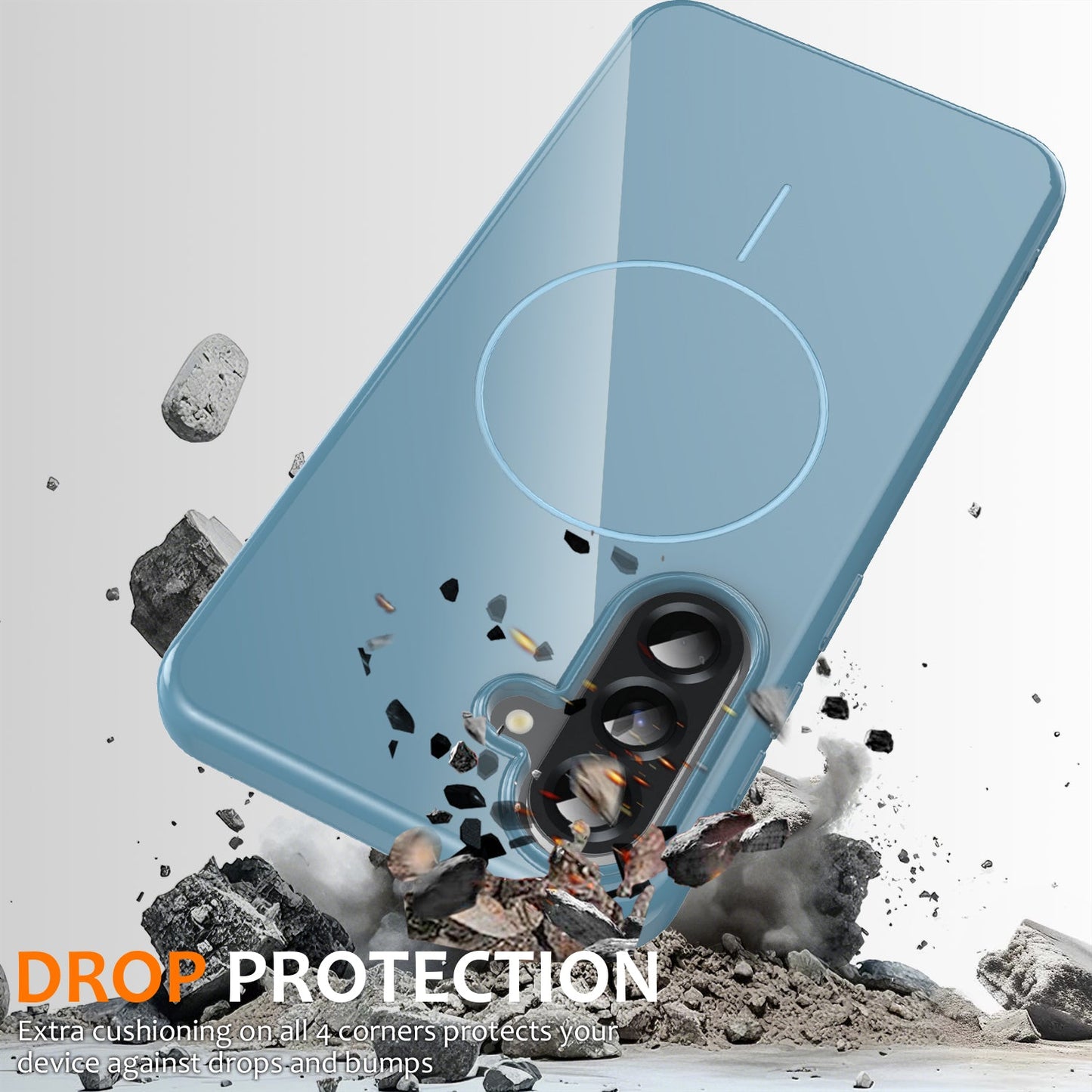 For Samsung Galaxy A17 5G Magnetic Case Compatible with MagSafe TPU Phone Back Cover with Lanyard - Blue