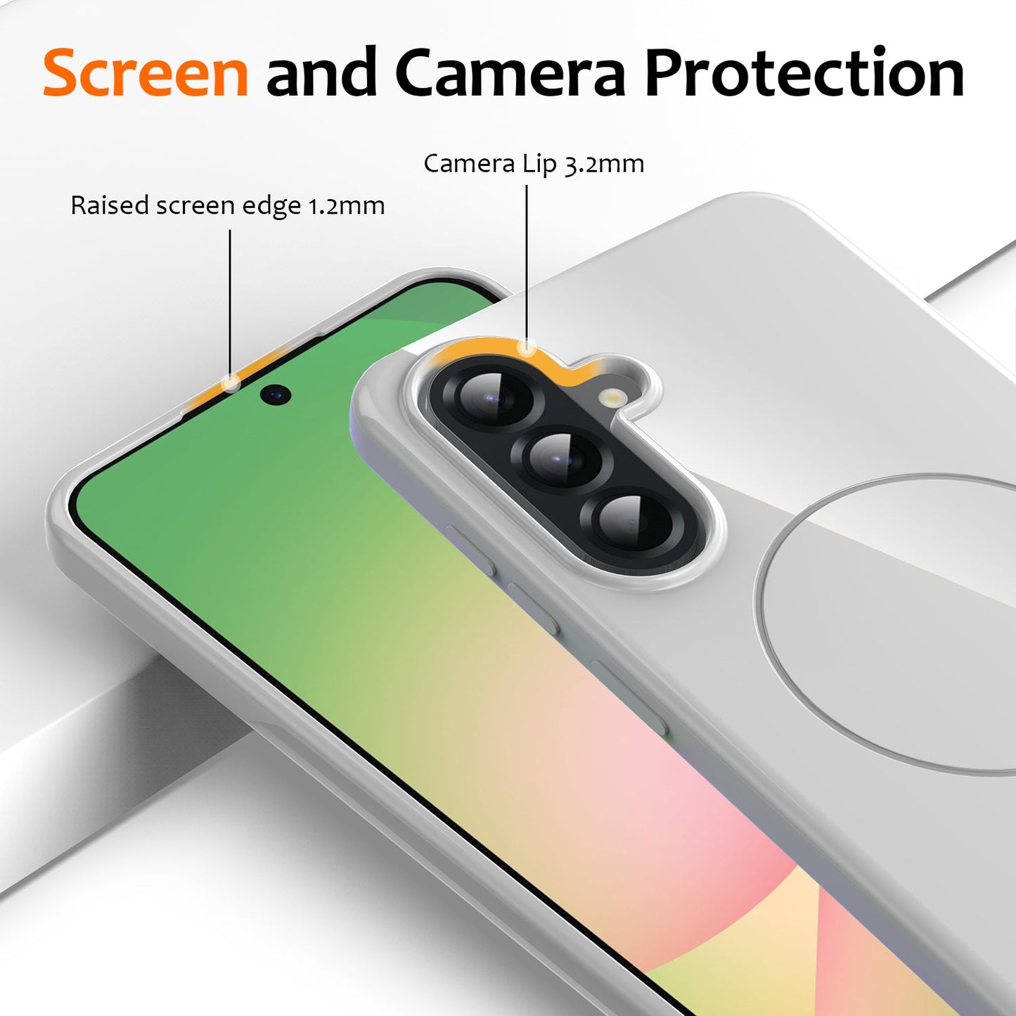 For Samsung Galaxy A17 5G Magnetic Case Compatible with MagSafe TPU Phone Back Cover with Lanyard - White
