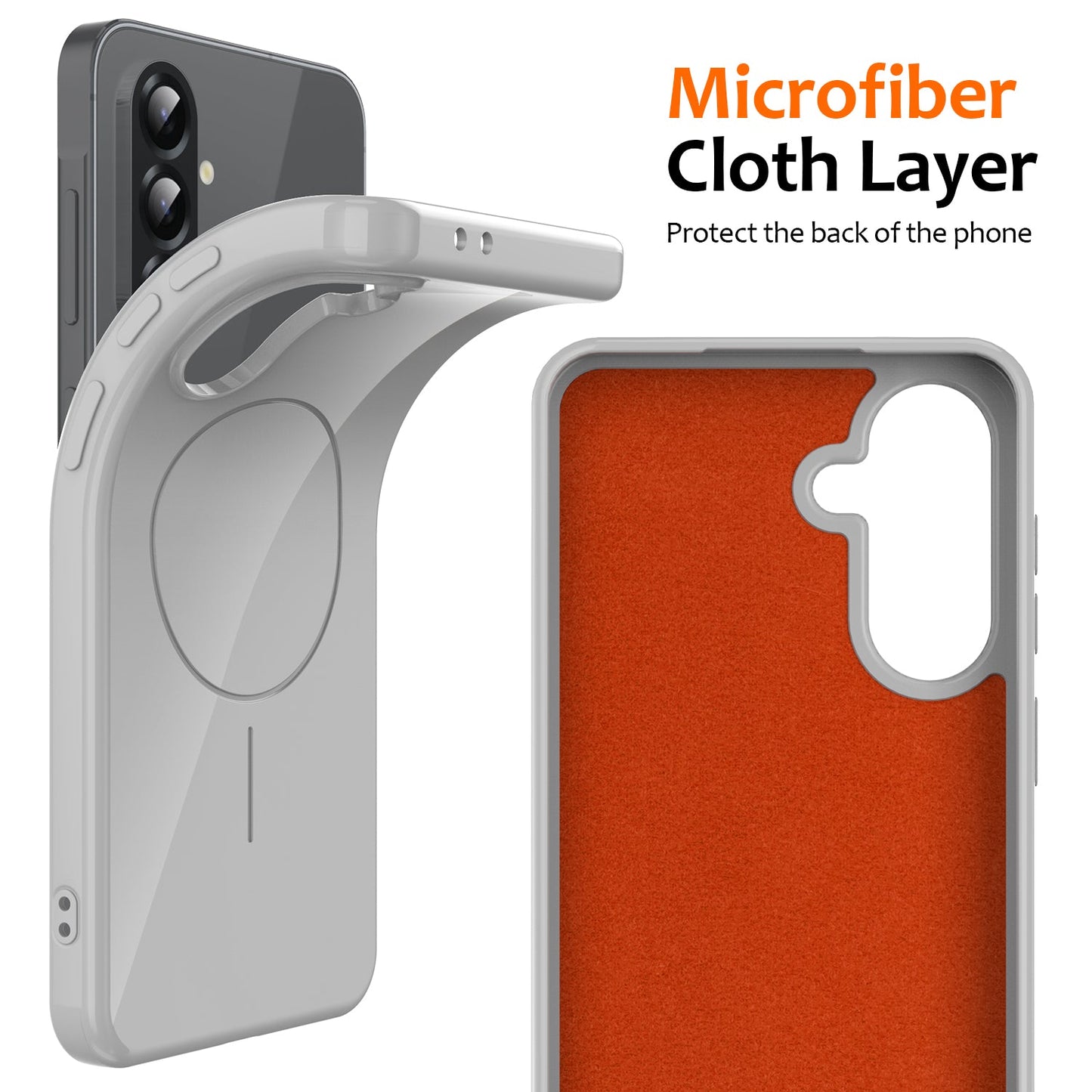 For Samsung Galaxy A17 5G Magnetic Case Compatible with MagSafe TPU Phone Back Cover with Lanyard - White