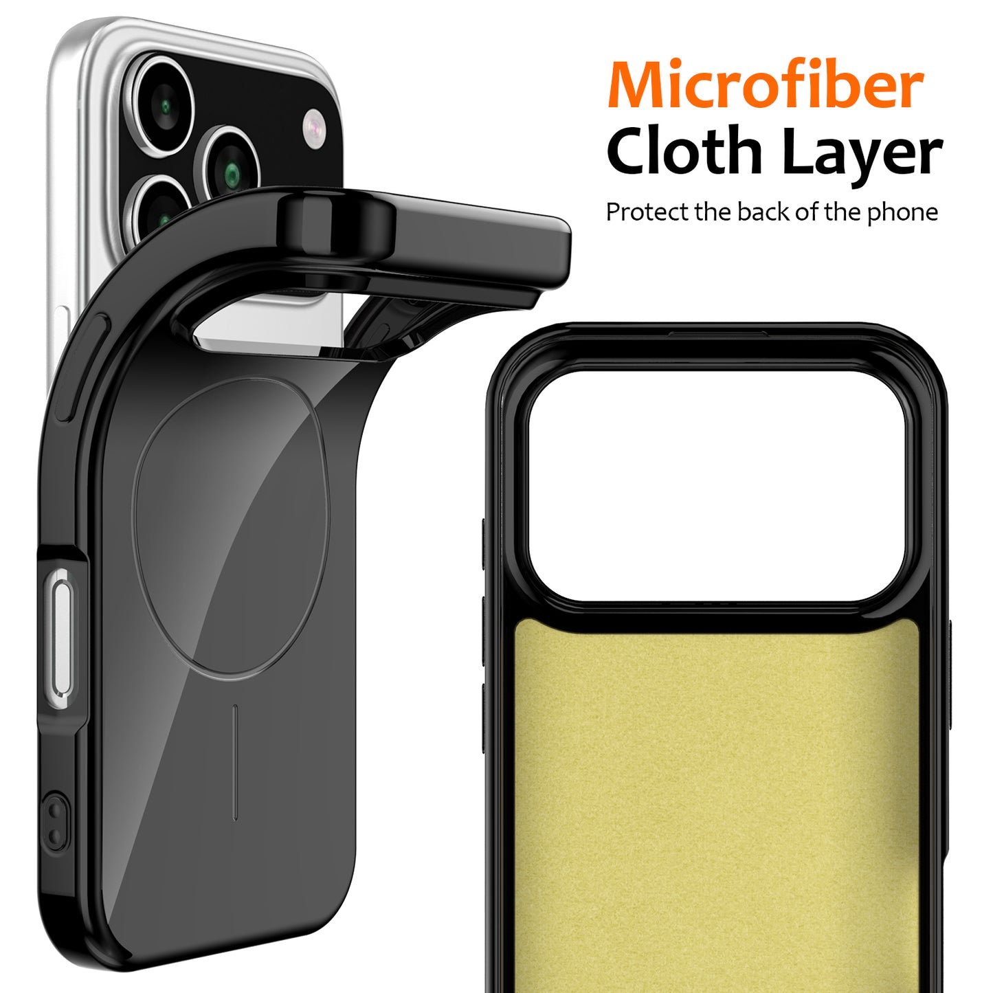 For iPhone 17 Pro Max Magnetic Case Compatible with MagSafe TPU Phone Back Cover with Lanyard - Black