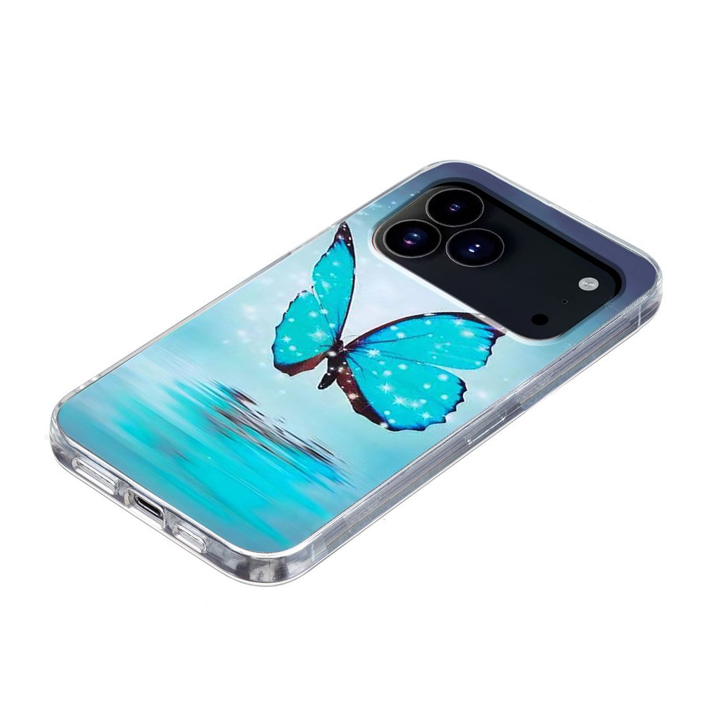 For iPhone 17 Pro Max Case Pattern Printing Cell Phone TPU Back Cover - Blue Butterfly