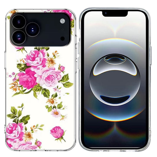 For iPhone 17 Pro Max Case Pattern Printing Cell Phone TPU Back Cover - Rose Flower