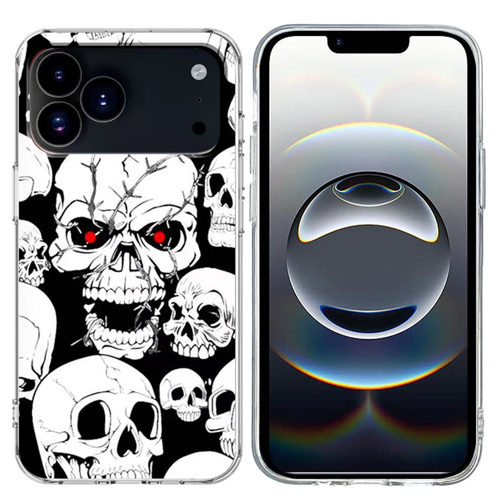 For iPhone 17 Pro Max Case Pattern Printing Cell Phone TPU Back Cover - Skull