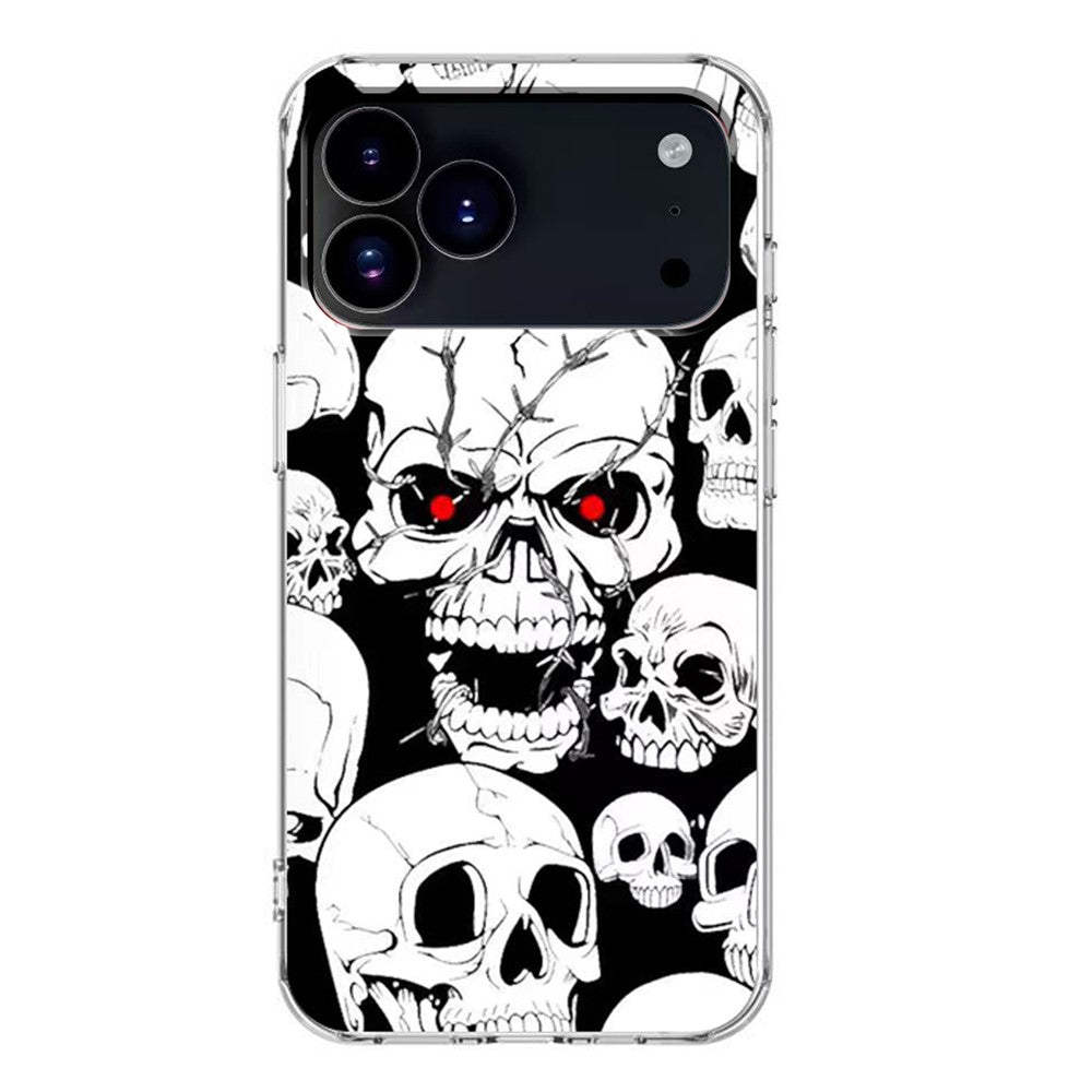 For iPhone 17 Pro Max Case Pattern Printing Cell Phone TPU Back Cover - Skull