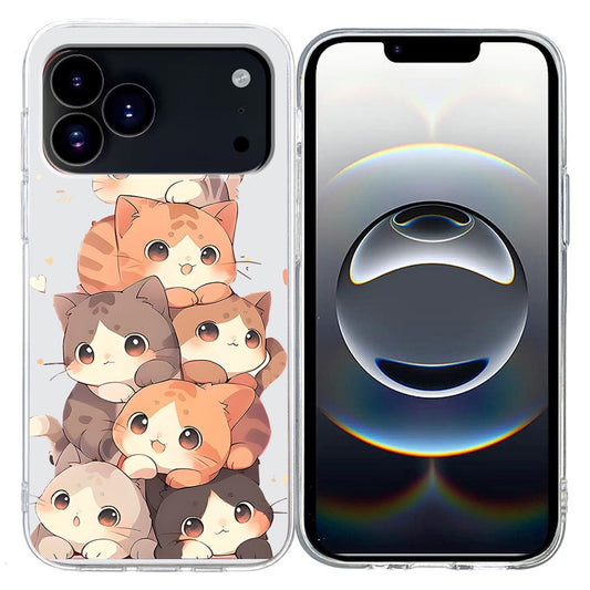 For iPhone 17 Pro Max Case Pattern Printing Shockproof Soft TPU Phone Cover - Multiple Kittens