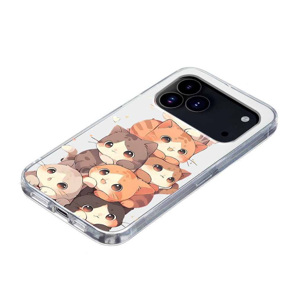 For iPhone 17 Pro Max Case Pattern Printing Shockproof Soft TPU Phone Cover - Multiple Kittens