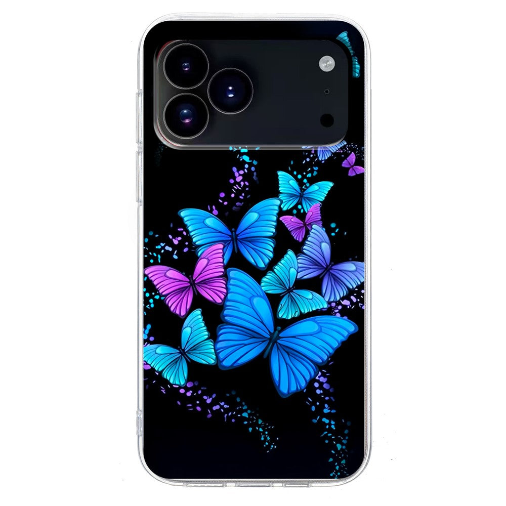 For iPhone 17 Pro Max Case Pattern Printing Shockproof Soft TPU Phone Cover - Colorful Butterflies