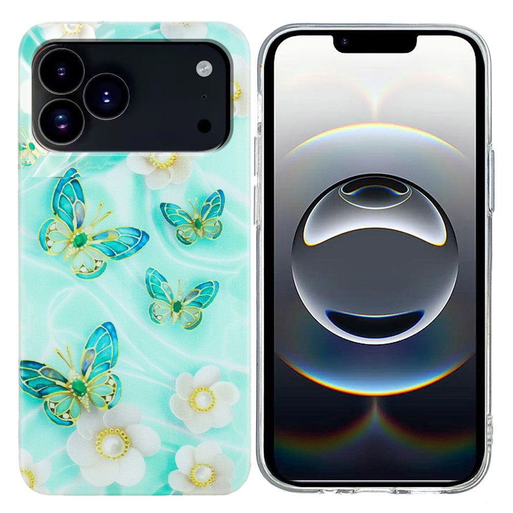For iPhone 17 Pro Max Case Soft TPU Phone Back Cover Pattern Printing - Butterfly Flower