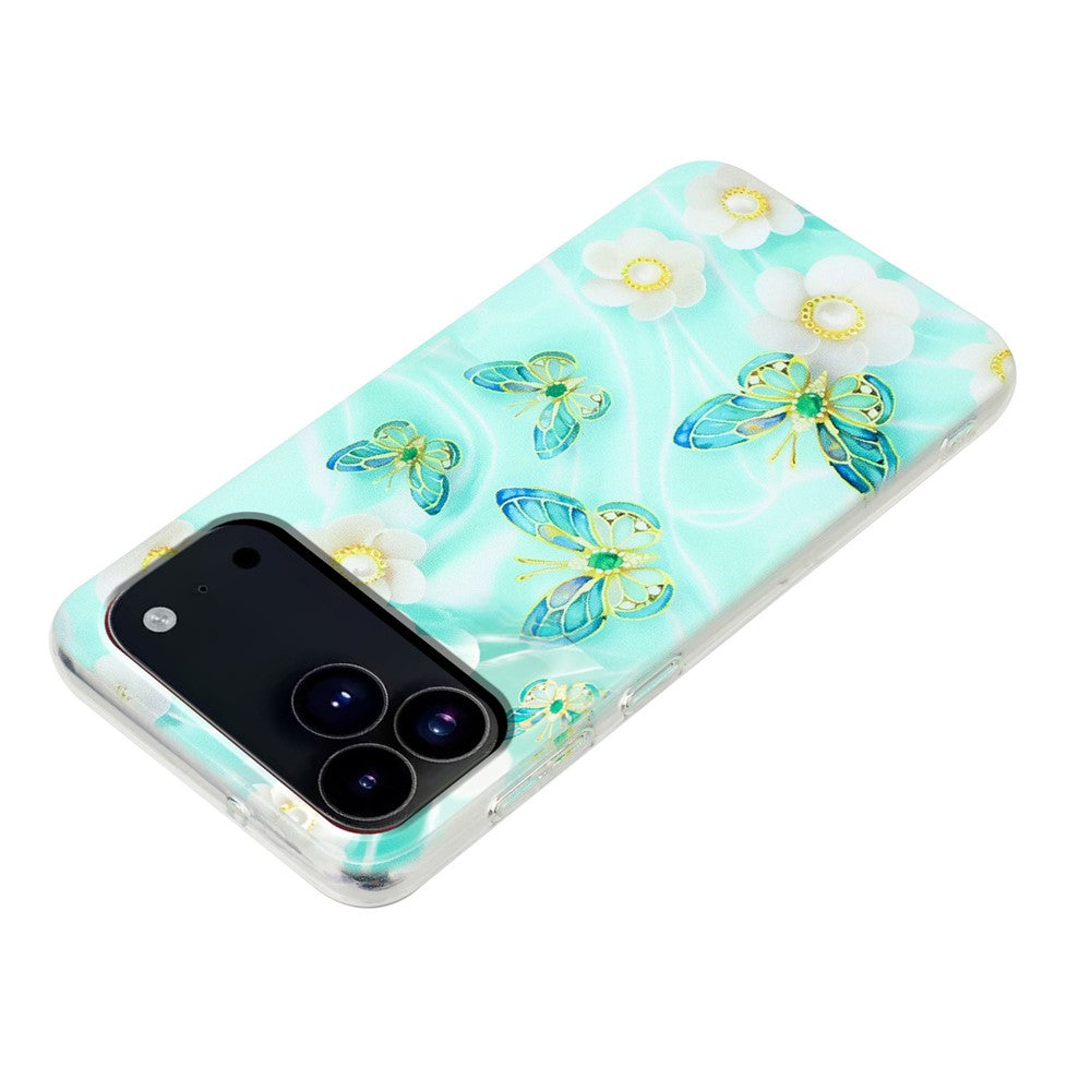 For iPhone 17 Pro Max Case Soft TPU Phone Back Cover Pattern Printing - Butterfly Flower