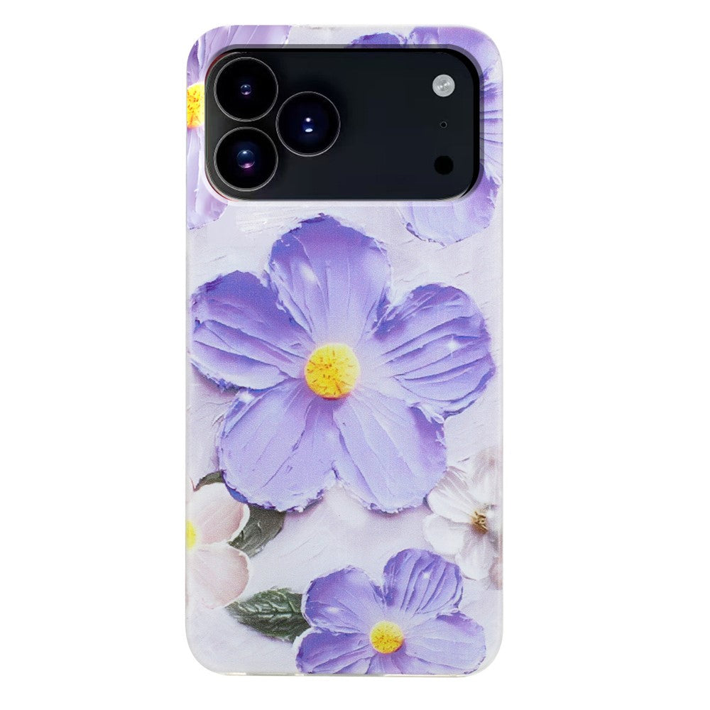 For iPhone 17 Pro Max Case Soft TPU Phone Back Cover Pattern Printing - Purple Flower