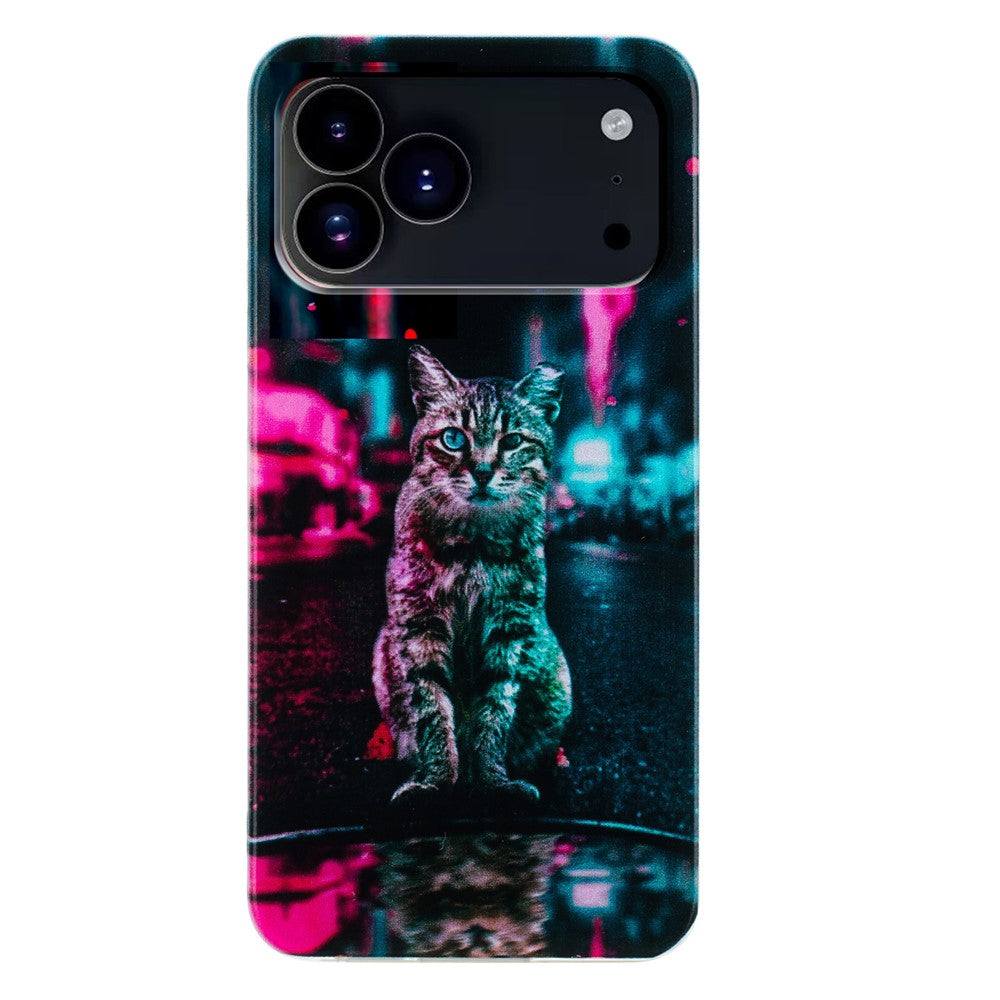For iPhone 17 Pro Max Case Soft TPU Phone Back Cover Pattern Printing - Traffic Light Cat