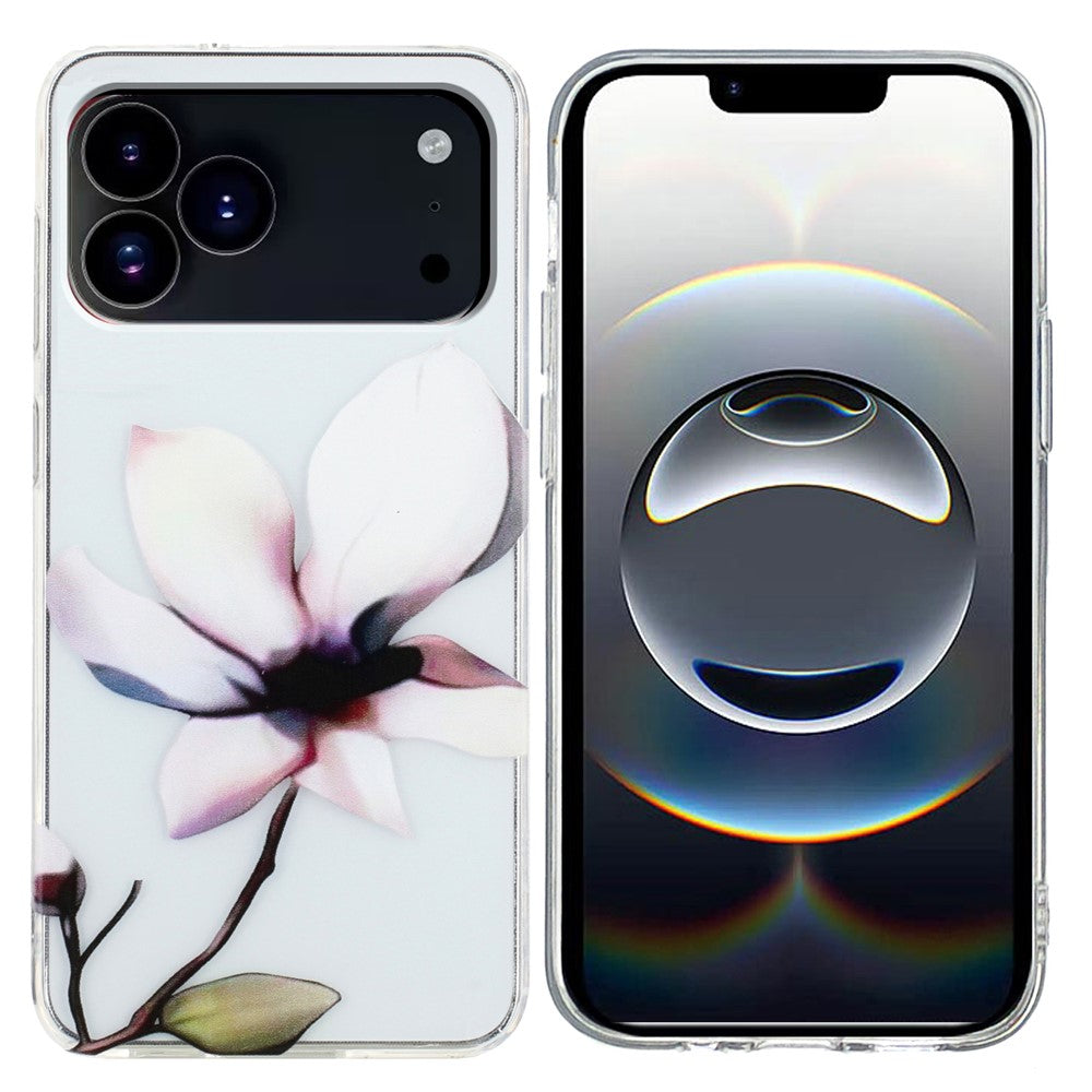 For iPhone 17 Pro Max Case Soft TPU Phone Back Cover Pattern Printing - White Flower