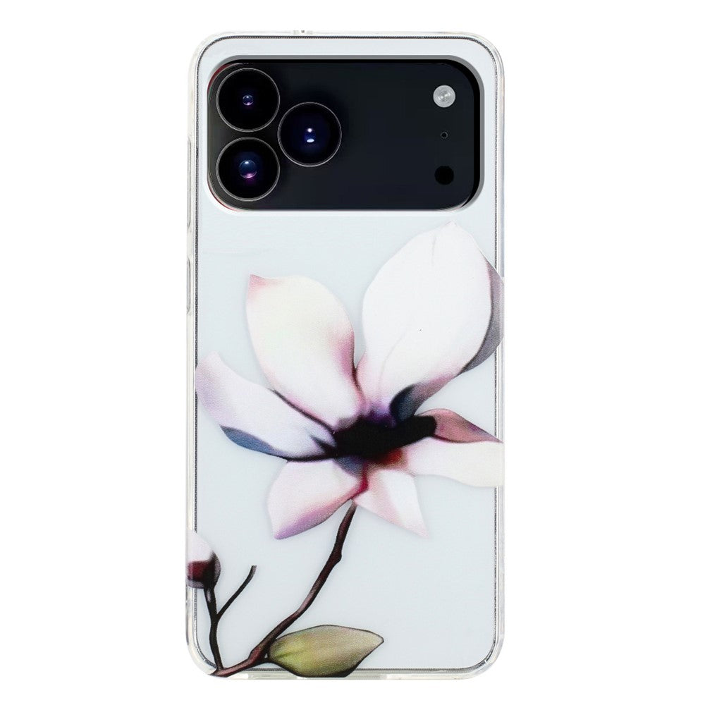 For iPhone 17 Pro Max Case Soft TPU Phone Back Cover Pattern Printing - White Flower