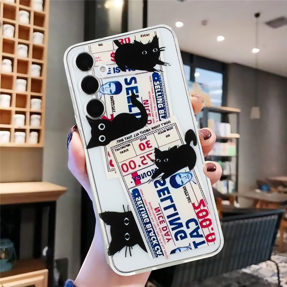 For Samsung Galaxy A17 5G / A26 5G Case Soft TPU Phone Back Cover Pattern Printing - 4 Black Cats
