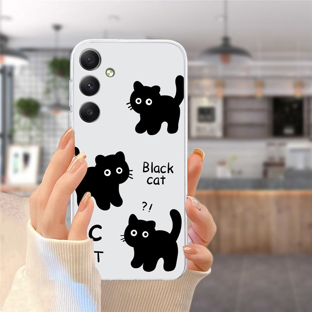 For Samsung Galaxy A17 5G / A26 5G Case Soft TPU Pattern Printing Phone Cover - Black Cat