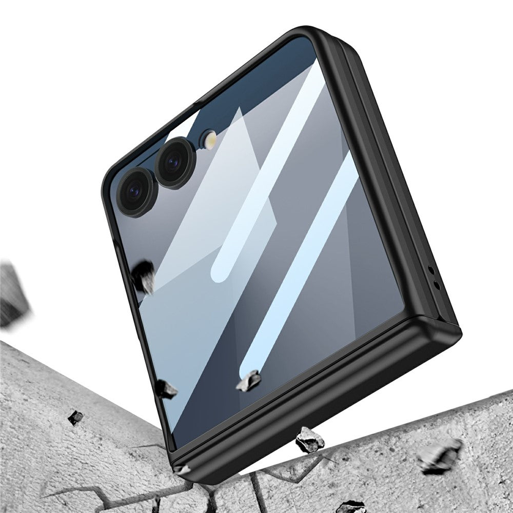 GKK For Samsung Galaxy Z Flip7 5G Case with Clear Screen Film Magnetic Hinge Protection Phone Cover - Black