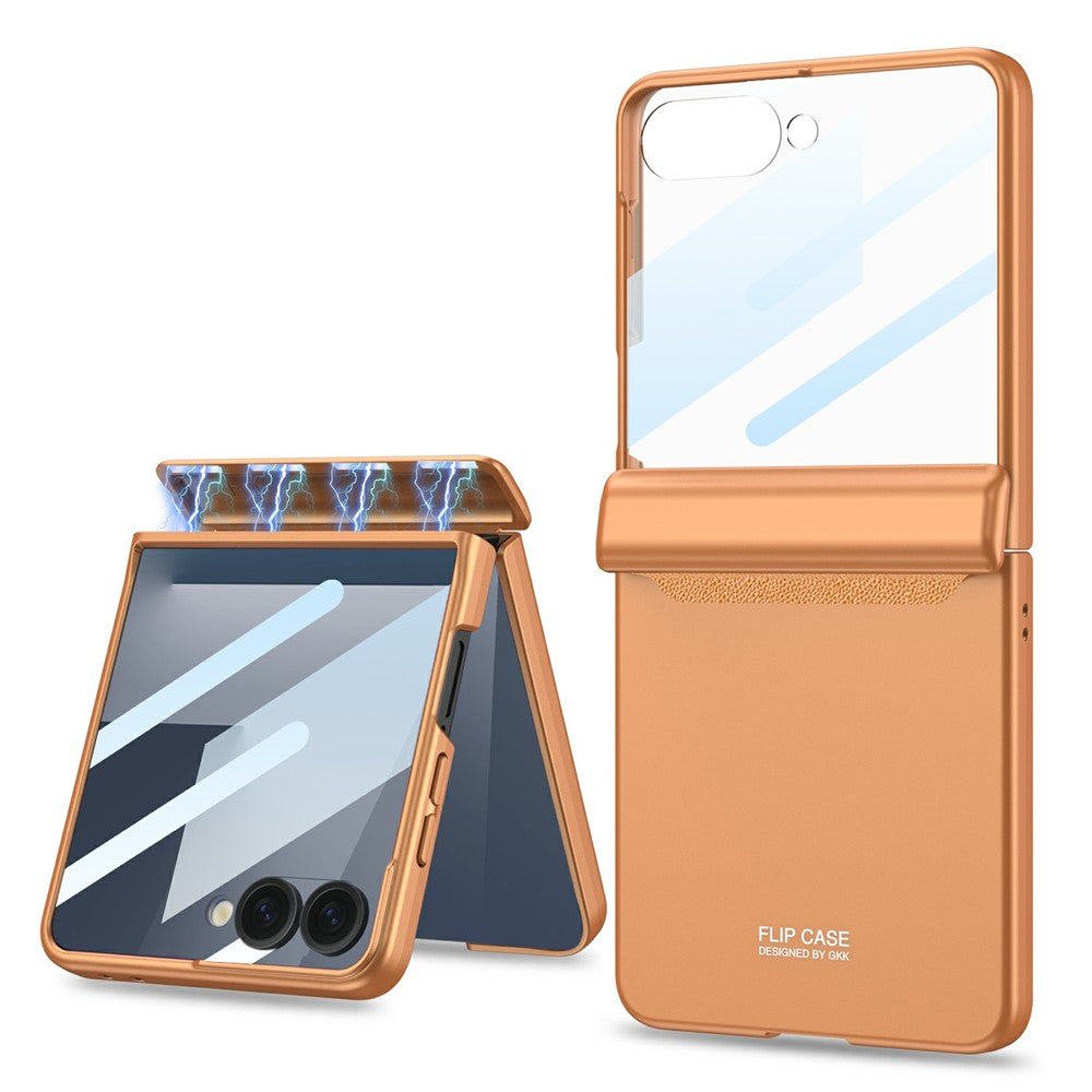 GKK For Samsung Galaxy Z Flip7 5G Case with Clear Screen Film Magnetic Hinge Protection Phone Cover - Orange