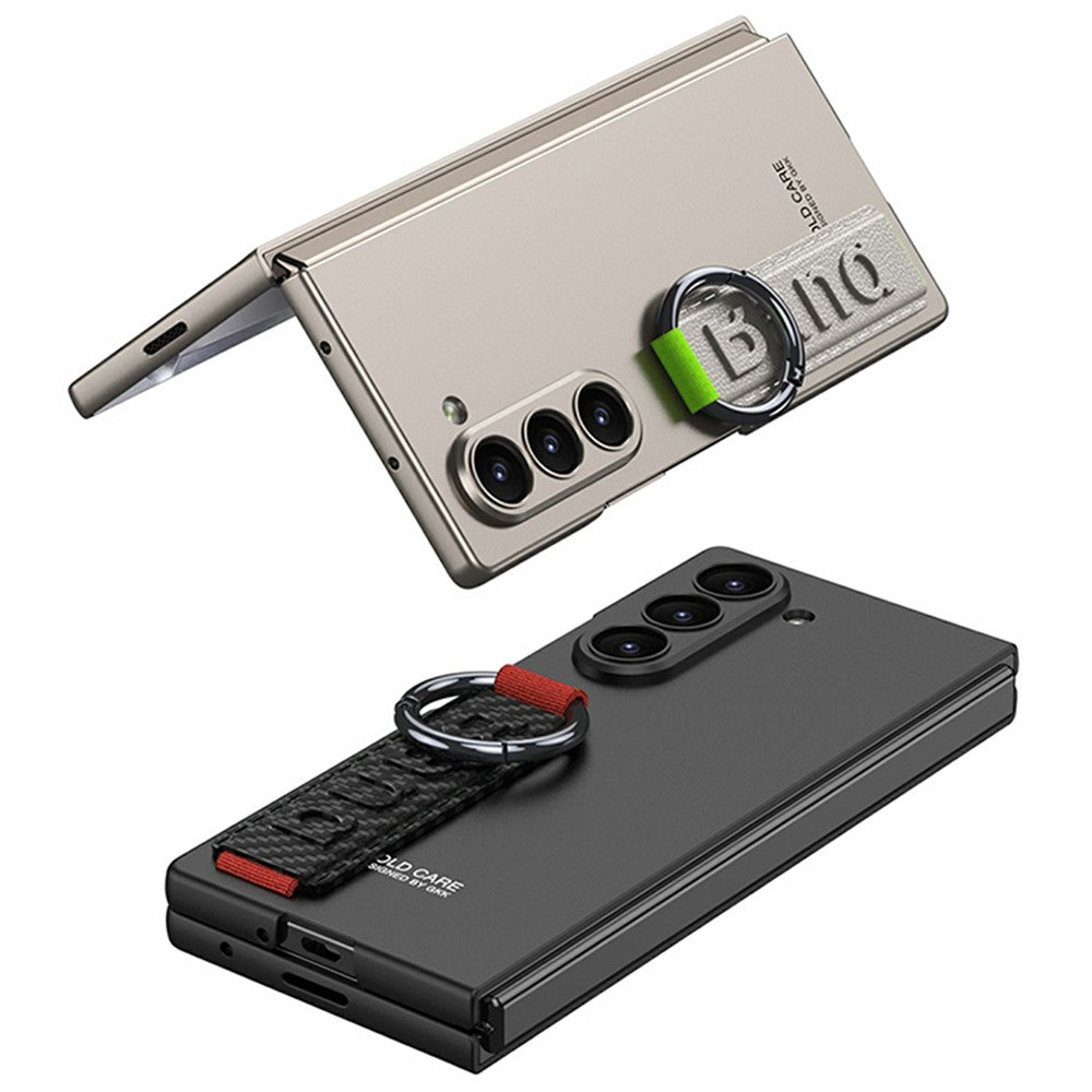 GKK For Samsung Galaxy Z Fold7 5G Wristband Phone Case Folding Cover with HD Screen Protector - Black