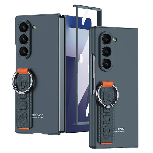 GKK For Samsung Galaxy Z Fold7 5G Wristband Phone Case Folding Cover with HD Screen Protector - Green