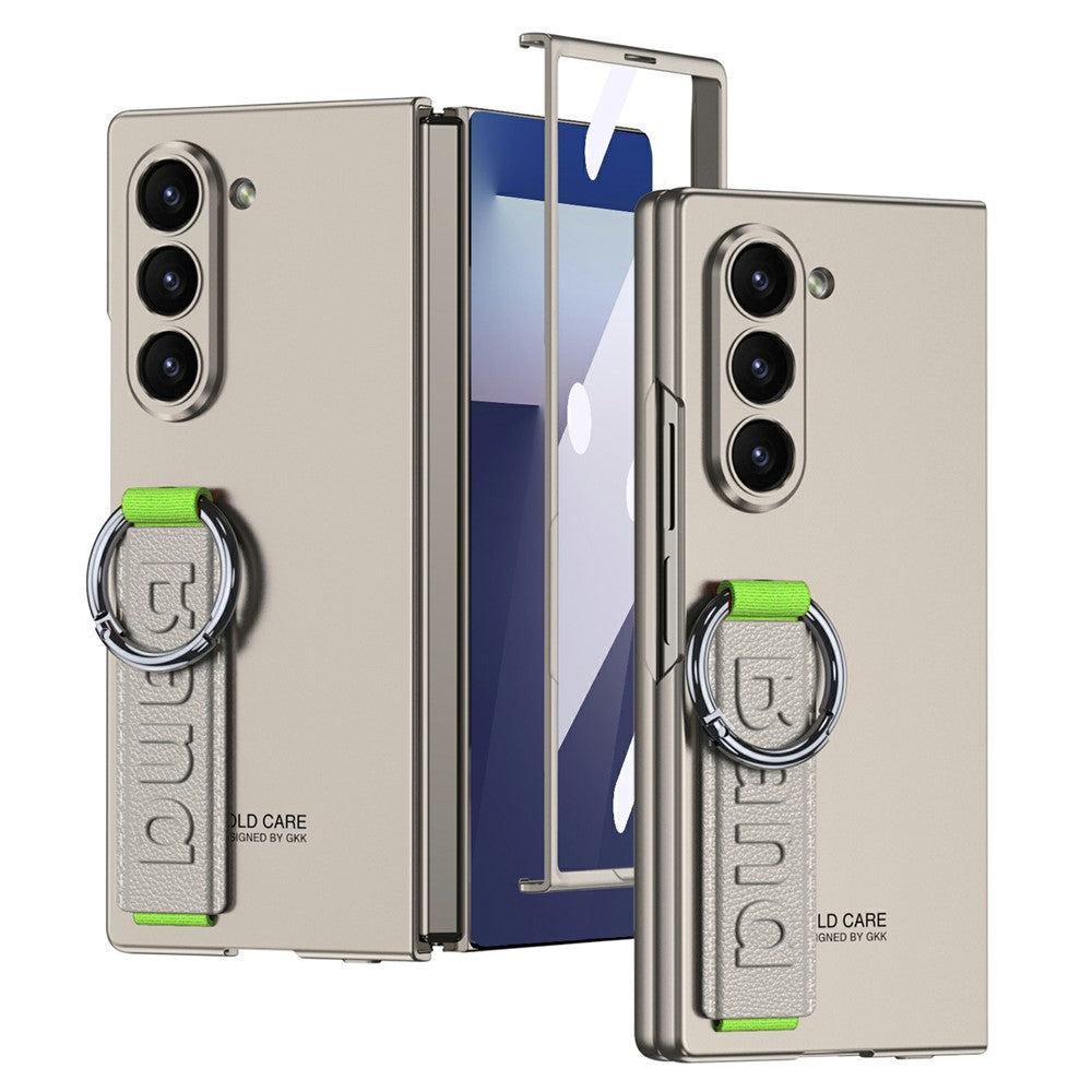 GKK For Samsung Galaxy Z Fold7 5G Wristband Phone Case Folding Cover with HD Screen Protector - Titanium Grey