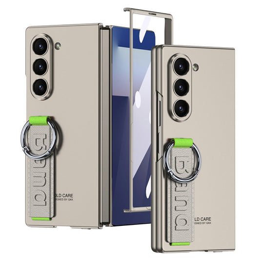 GKK For Samsung Galaxy Z Fold7 5G Wristband Phone Case Folding Cover with HD Screen Protector - Titanium Grey