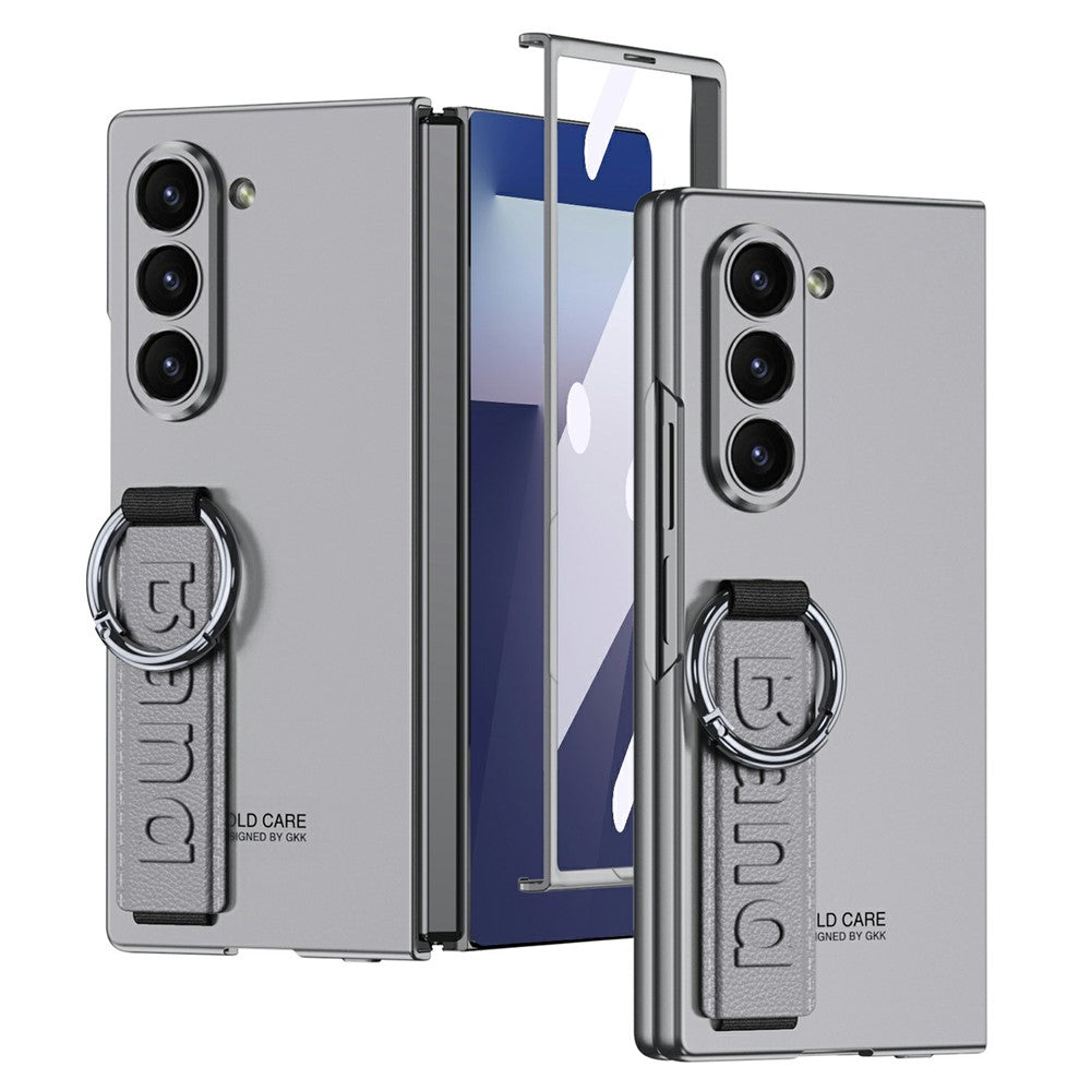 GKK For Samsung Galaxy Z Fold7 5G Wristband Phone Case Folding Cover with HD Screen Protector - Grey