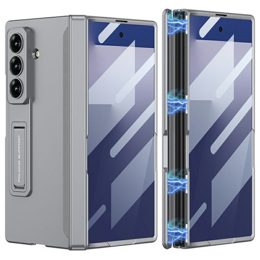 GKK For Samsung Galaxy Z Fold7 5G Case with Clear Screen Film Magnetic Hinge Kickstand Phone Cover - Grey