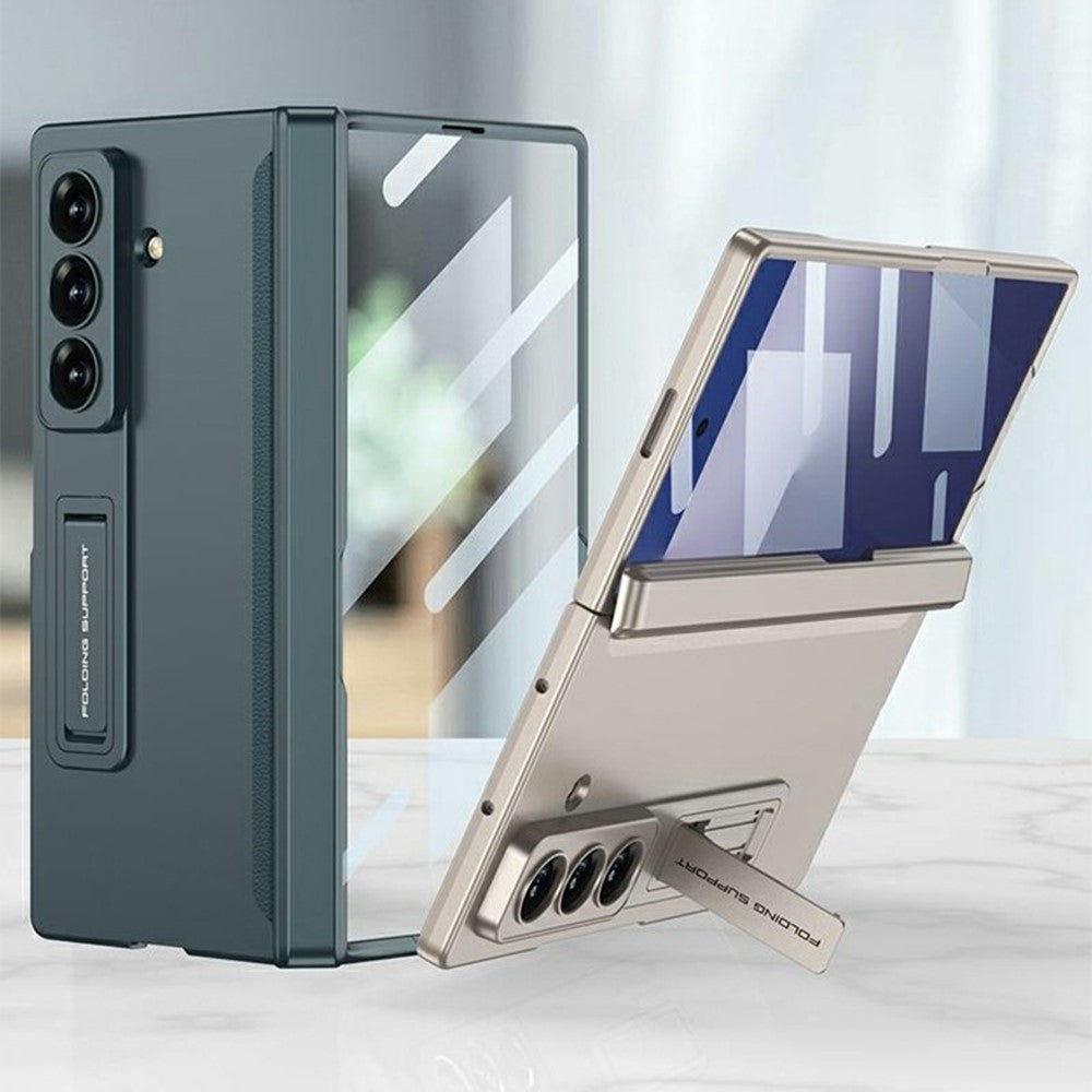 GKK For Samsung Galaxy Z Fold7 5G Case with Clear Screen Film Magnetic Hinge Kickstand Phone Cover - Gold
