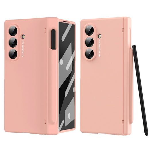 For Samsung Galaxy Z Fold7 5G Case Hinge Protection PC Phone Cover with Stylus / Stylus Slot - Pink