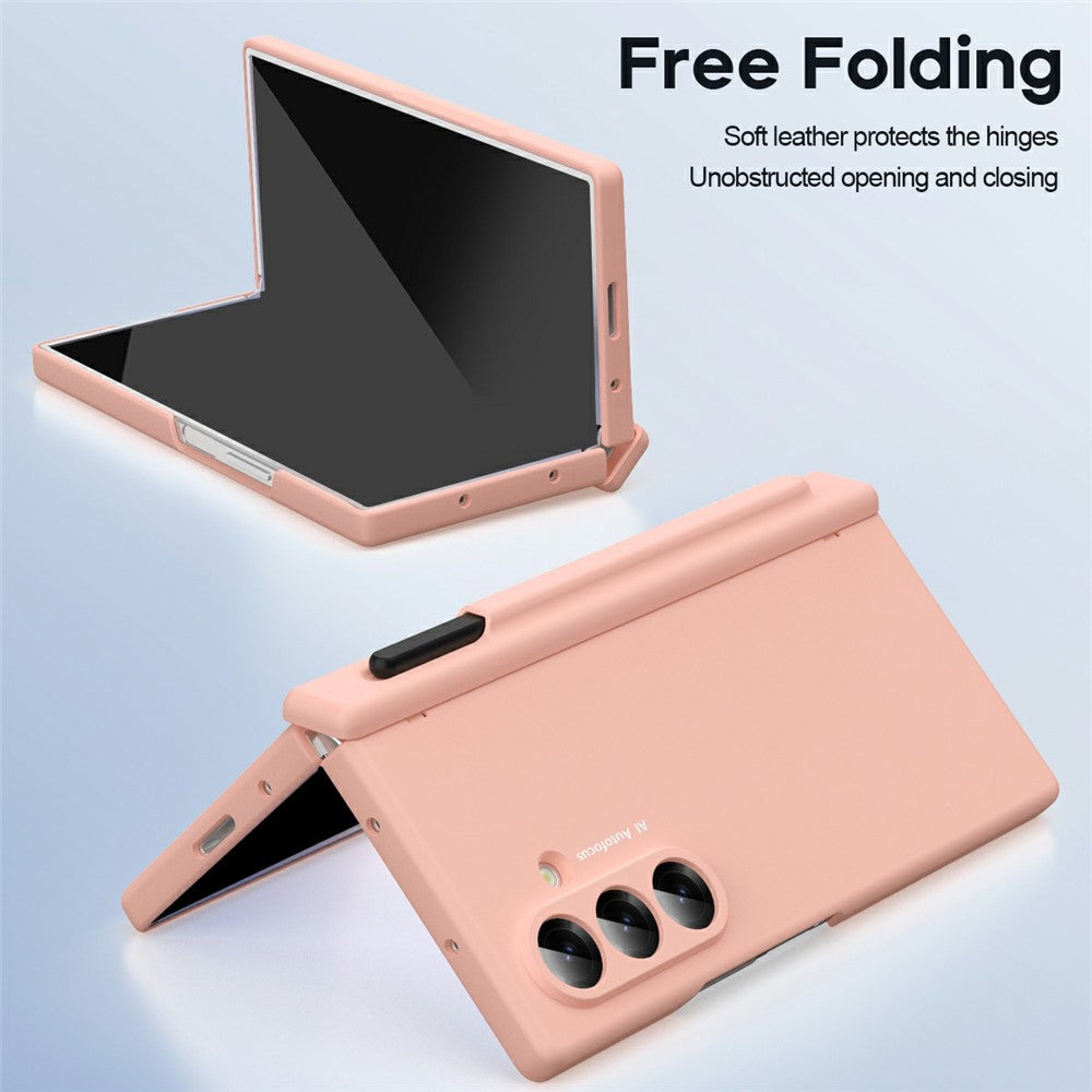 For Samsung Galaxy Z Fold7 5G Case Hinge Protection PC Phone Cover with Stylus / Stylus Slot - Pink