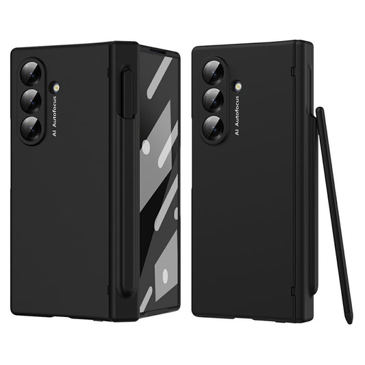 For Samsung Galaxy Z Fold7 5G Case Hinge Protection PC Phone Cover with Stylus / Stylus Slot - Black