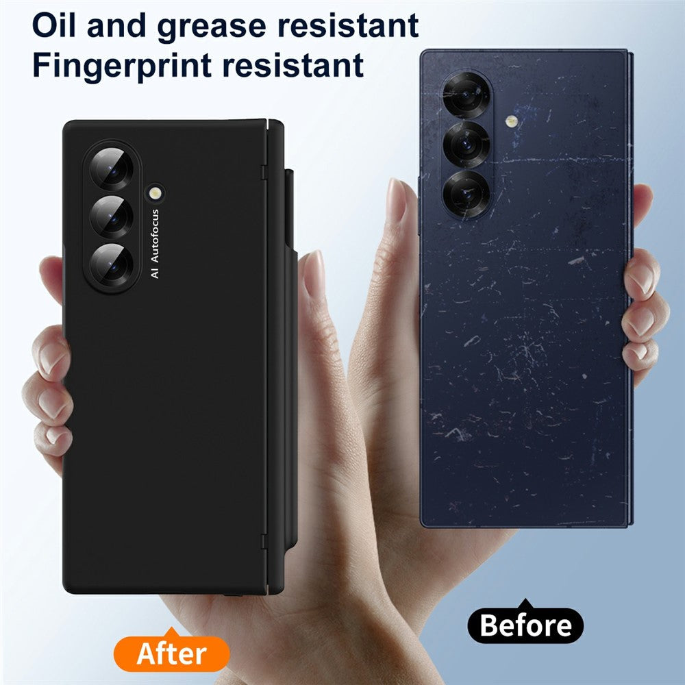 For Samsung Galaxy Z Fold7 5G Case Hinge Protection PC Phone Cover with Stylus / Stylus Slot - Black